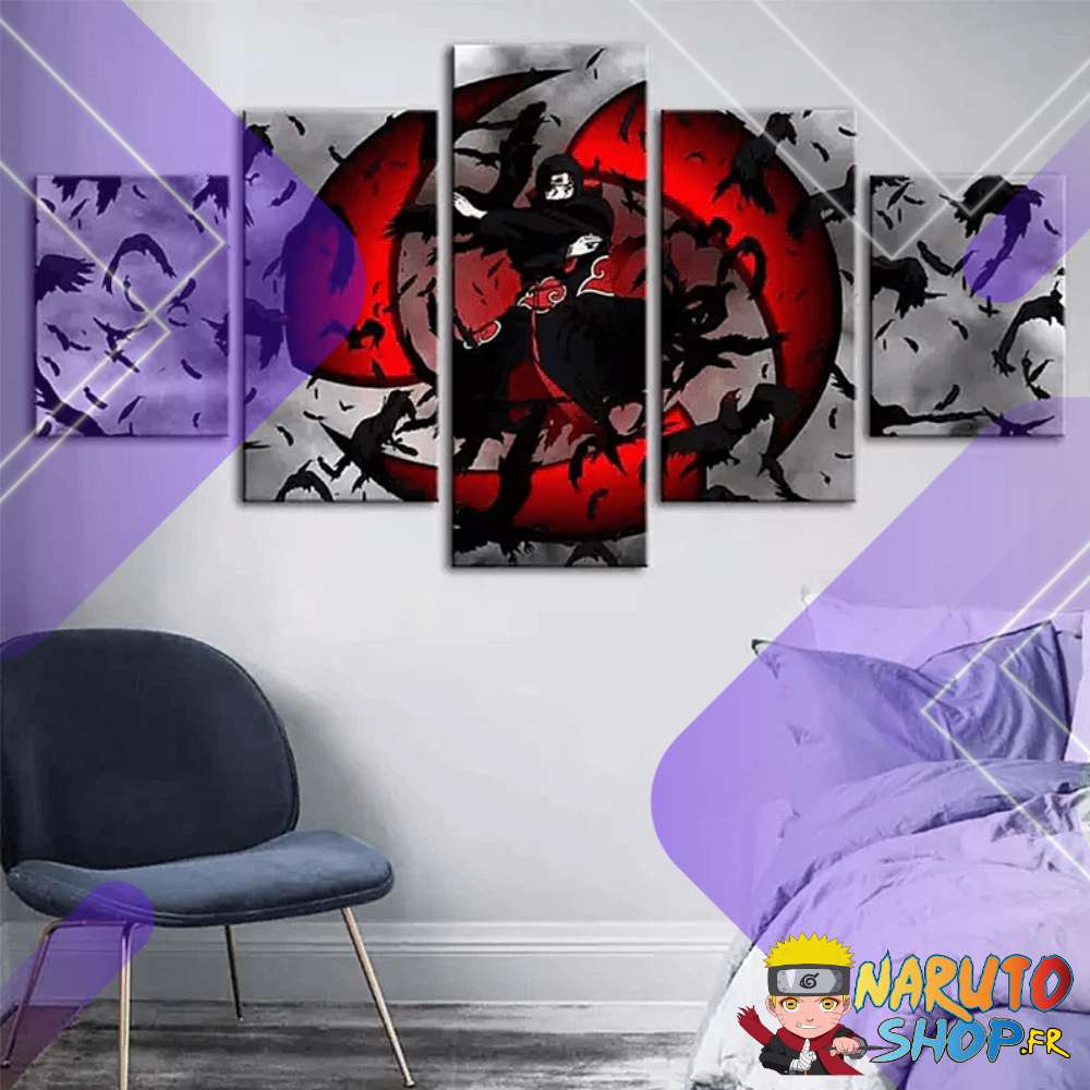 Tableau 5 pièces Itachi X Corbeaux