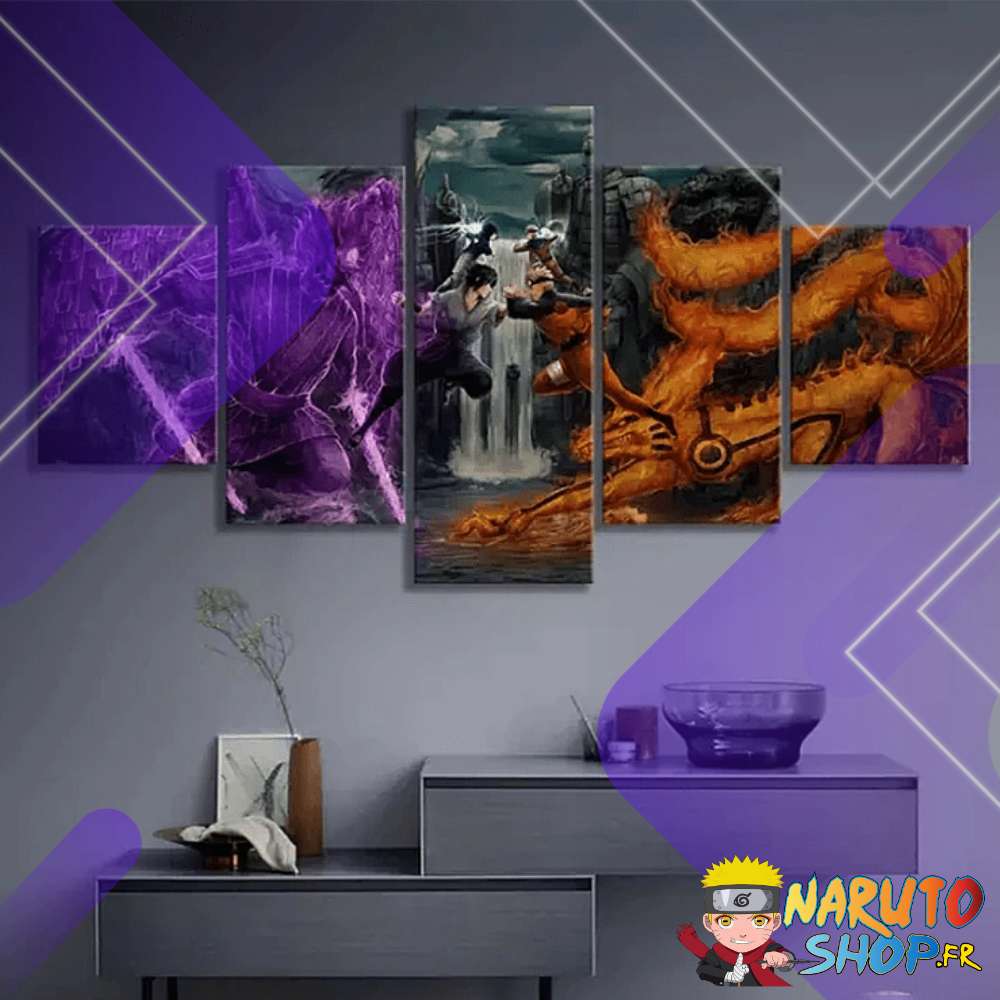 Tableau 5 pièces Naruto VS Sasuke
